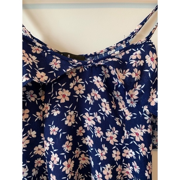 Lulu’s Off the Shoulder Blue & Pink Floral Skater Dress Size Small - Picture 5 of 15